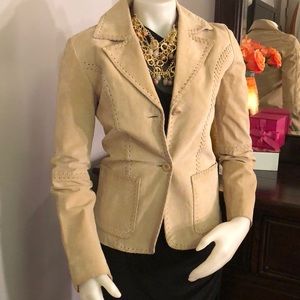 Suede/leather type stitched blazer jacket